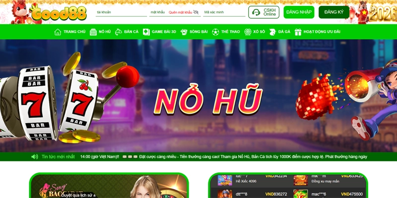 Các sản phẩm cá cược đặc sắc nhất trang game Good88